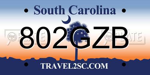 802GZB South Carolina License Plate