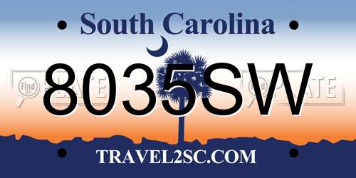 8035SW South Carolina License Plate