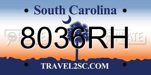 8036RH South Carolina License Plate