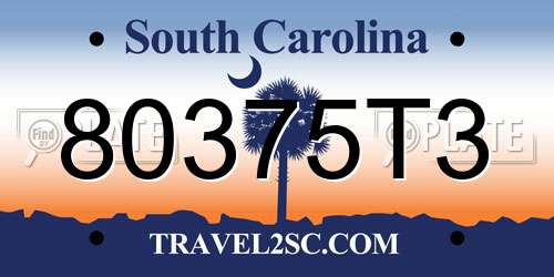 80375T3 South Carolina License Plate