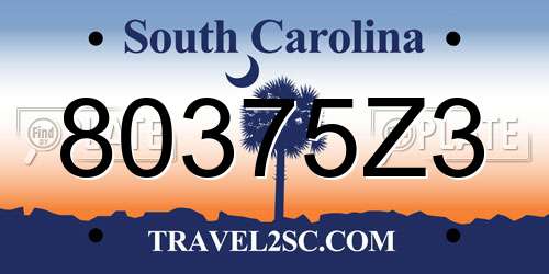 80375Z3 South Carolina License Plate
