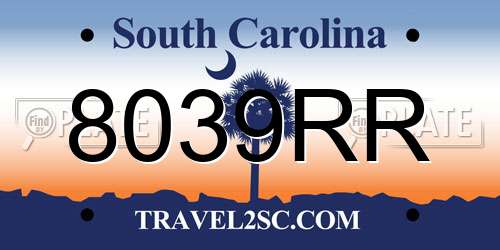 8039RR South Carolina License Plate