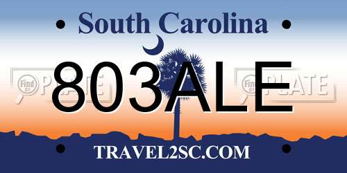803ALE South Carolina License Plate