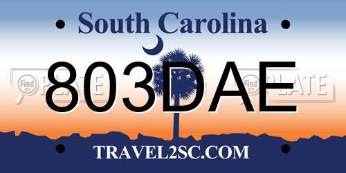 803DAE South Carolina License Plate