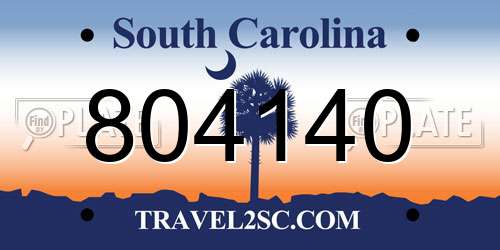 804140 South Carolina License Plate