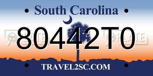 80442T0 South Carolina License Plate