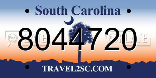 8044720 South Carolina License Plate