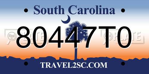 80447T0 South Carolina License Plate
