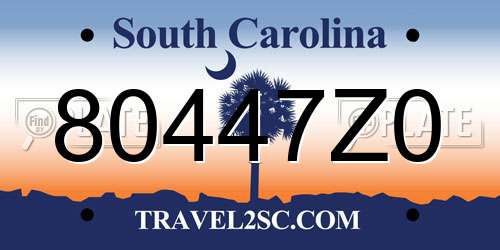 80447Z0 South Carolina License Plate