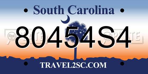 80454S4 South Carolina License Plate