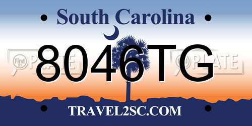 8046TG South Carolina License Plate