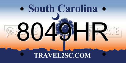 8049HR South Carolina License Plate