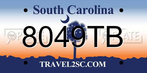 8049TB South Carolina License Plate