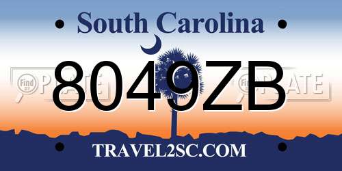 8049ZB South Carolina License Plate