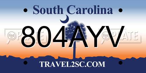 804AYV South Carolina License Plate