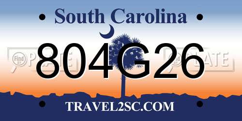 804G26 South Carolina License Plate