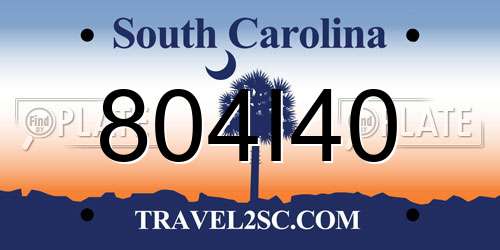 804I40 South Carolina License Plate