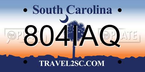 804IAQ South Carolina License Plate