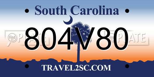 804V80 South Carolina License Plate