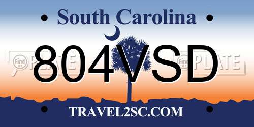 804VSD South Carolina License Plate