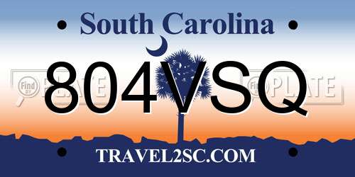 804VSQ South Carolina License Plate