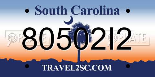 80502I2 South Carolina License Plate