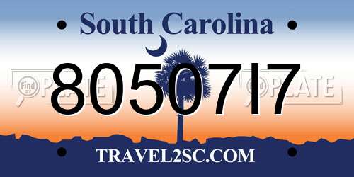 80507I7 South Carolina License Plate