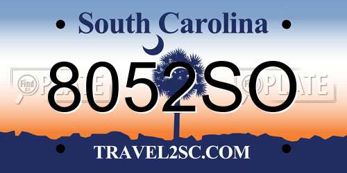 8052SO South Carolina License Plate