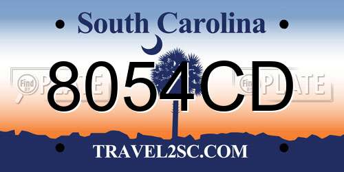 8054CD South Carolina License Plate
