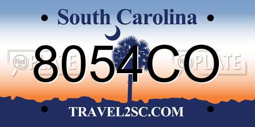 8054CO South Carolina License Plate