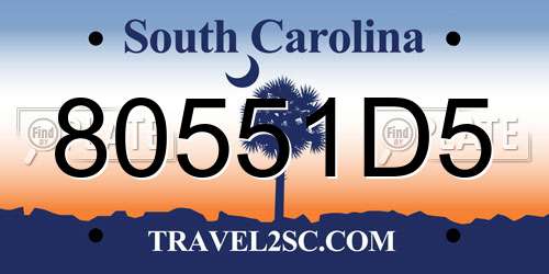 80551D5 South Carolina License Plate