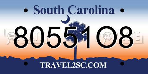 80551O8 South Carolina License Plate