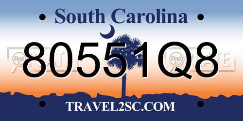 80551Q8 South Carolina License Plate