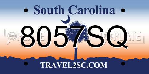 8057SQ South Carolina License Plate