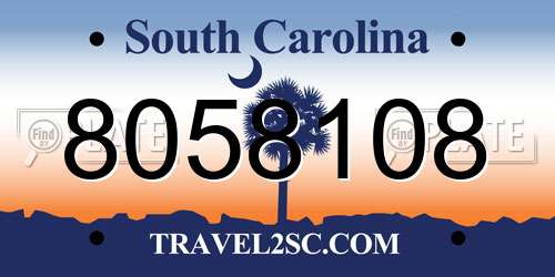 8058108 South Carolina License Plate