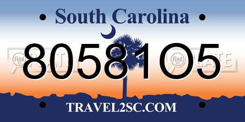 80581O5 South Carolina License Plate