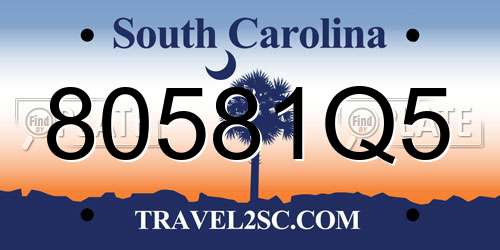 80581Q5 South Carolina License Plate