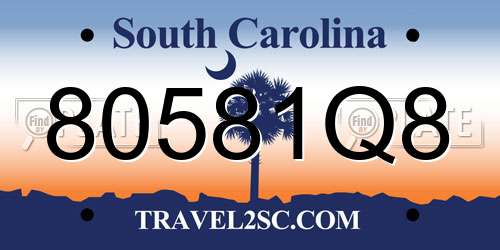 80581Q8 South Carolina License Plate
