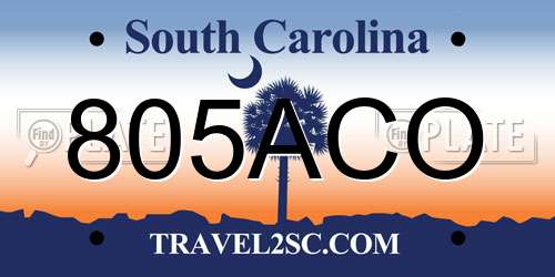 805ACO South Carolina License Plate