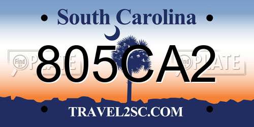 805CA2 South Carolina License Plate