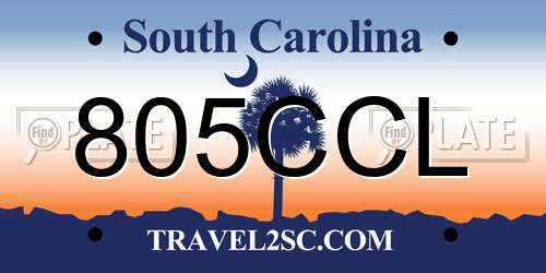 805CCL South Carolina License Plate