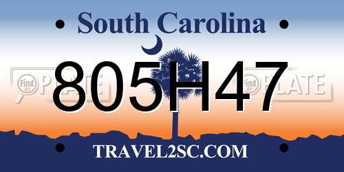 805H47 South Carolina License Plate