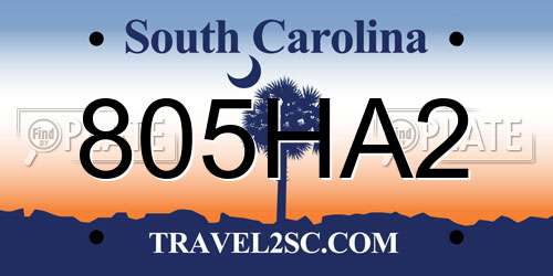 805HA2 South Carolina License Plate