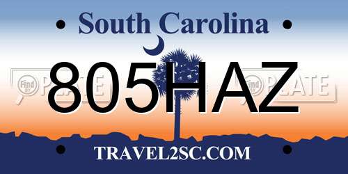 805HAZ South Carolina License Plate