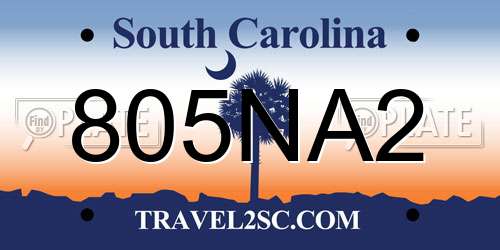 805NA2 South Carolina License Plate