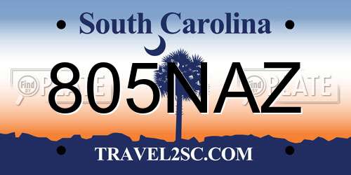805NAZ South Carolina License Plate