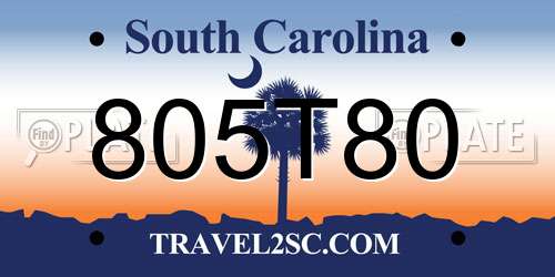 805T80 South Carolina License Plate