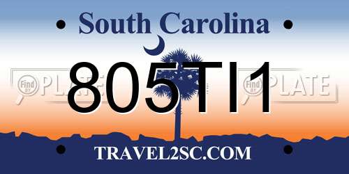805TI1 South Carolina License Plate