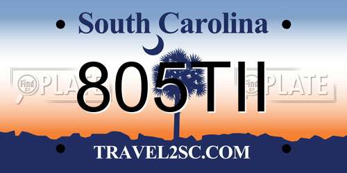 805TII South Carolina License Plate