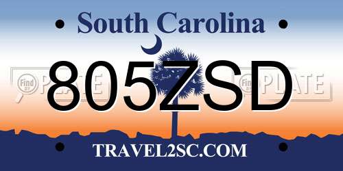 805ZSD South Carolina License Plate
